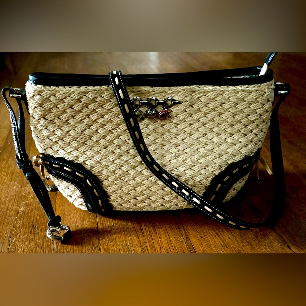 Brighton Woven Straw Jute Leather Crossbody ~